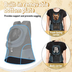 WOYYHO Pet Dog Carrier Backpack Small Dog Front Backpack Ventilated Mesh Dog Travel Back Pack with Safety Belt for Travel Hiking Cycling Outdoor Adventures (Size L: 10-14 lbs, Dark Gray)