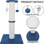 Cat Scratching Post 34 Inches Heavy Duty and Thicker Cat Scratching Post Sisal Rope with Hanging Ball and Mice Scratching Post for Indoor Cats and Adult(Navy Blue)