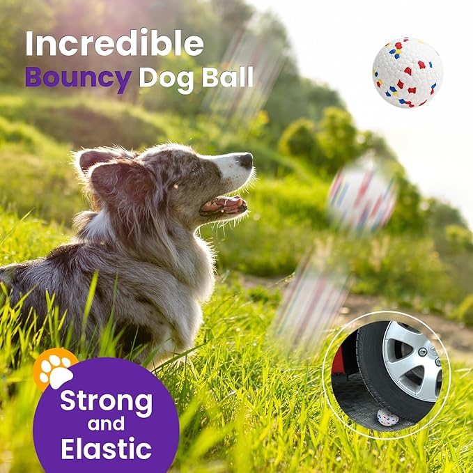2 Pack Bouncy Dog Balls, 3'' Indestructible Dog Toys for Aggressive Chewers, Outdoor Jolly Tennis Balls for Dogs, Durable Interactive Floating Dog Fetch Toy, Orange White