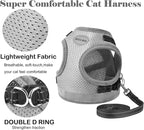 Cat Harness and Leash for Walking, Kitten Escape Proof Harnesses, Adjustable Reflective Puppy Harness with Leashes Set, Easy Adjustable Soft net Breathable Pet Safety Vest XS (Chest: 6" - 8") Grey