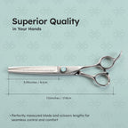 8” Dog Grooming Scissors – VG10 Japanese Steel Professional Pet Thinning Shears for Cats & Dogs | Clean Cut & Precise Trimming | Lightweight, Ergonomic, Handcrafted | Thinning Rate 50% | K9 Shears