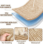FUANGUI 2 Pack Waterproof Couch Cover for Dogs Pets Sofa Protector | Non-Slip Washable Fuzzy Soft Sofa Slipcover for 2 PCS L Shaped Sofa Pet Friendly, 27.6" x 59.1"+27.6" x 70.9",Khaki
