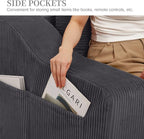 MeMoreCool Convertible Sofa Bed, Pull Out Loveseat Sofa Sleeper Couch for Bedroom Living Room Lounge, 2 in 1 Small Couch Bed with Pillow, Foldable Love Seat Futon Corduroy Grey