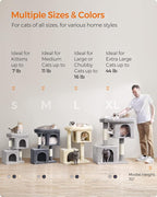 Feandrea Cat Tree, 29.1-Inch Cat Tower, Plush Condo for Medium Cats up to 11 lb, Large Perch, 2 Caves, Scratching Post, Smoky Gray UPCT612G01