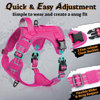 rabbitgoo Dog Harness Small Sized No Pull, Tactical Service Pet Vest with Molle and Control Handle, Adjustable and Reflective Military Harness for Easy Walking and Training, Rose Red, S