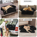 GGIB Calming Dog Bed Fluffy Plush Dog Mat for Furniture Protector with Removable Washable Cover for Large Medium Small Dogs and Cats (Extra Large (53x39.3x6), Black)