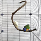 Parrot Perch Stand Bird Cage Stand Pole Natural Wild Grape Stick Grinding Paw Cage Accessories for Parakeet Cockatiels Budgies Conure Lovebirds Platform (S-Shaped)