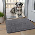 Smiry Dog Door Mat for Muddy Paws 24x16, Absorbs Moisture and Dirt Doormat, Non-Slip Washable Quick Dry Chenille Front Door Mat Indoor Entrance, Entryway Carpet for Inside Floor, Dark Grey