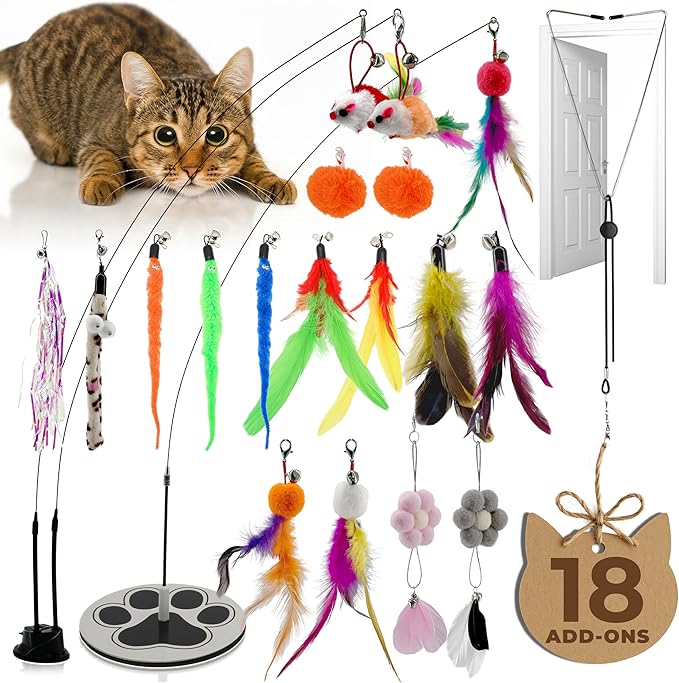 Interactive Cat Toys for Indoor Cats Suction Cup Cat Toys for Indoor Cats Bird Hunting Slefplay Simulation for Kitten Flying Bird Toy Feather Wand Attachments