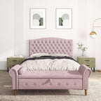 Queen Headboard Only, Upholstered Headboard for Adjustable Bed Velvet Tufted Queen/Full Size Wall Mounted Head Board with Solid Wood Legs Head Board, Pink