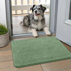 Smiry Dog Door Mat for Muddy Paws 24x16, Absorbs Moisture and Dirt Doormat, Non-Slip Washable Quick Dry Chenille Front Door Mat Indoor Entrance, Entryway Carpet for Inside Floor, Olive Green