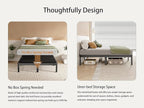 Full Size Bed Frame 12 Inch, Black Metal Full Bed Frame No Box Spring Needed, DIY Headboard Holes, Heavy Duty Steel Support 3500 LBS, Noiseless, Round Corner Legs, Storage Space, Easy Assembly