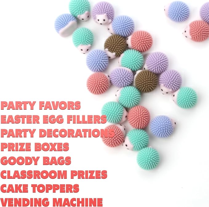 Hedgehog Mini Toys for Kids in Capsules - 50 Pcs of 1.1 Inch Plastic Capsule & Hedgehog Toy Figurines for Kids - Bulk Toys in Capsules - Easter Basket Stuffers