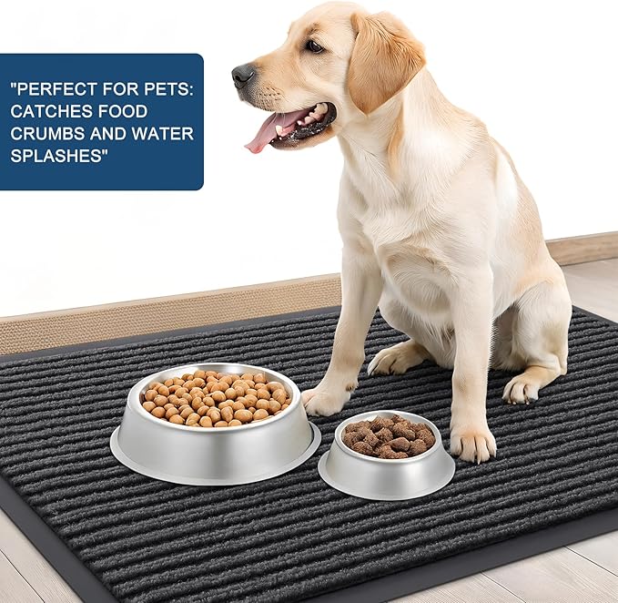 OLANLY Front Door Mat Indoor Outdoor Entrance, Waterproof Heavy Duty Doormat, Fade Resistant, Low Profile, Easy Clean Patio Porch Welcome Floor Mats for Entry, 59x30, Charcoal Grey