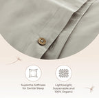 100% Organic Cotton Duvet Cover King Size - Naturally Soft Lightweight & Cooling Duvet Cover Set with Decorative Shams - Premium GOTS Certified 300 Thread Count Sateen Weave (Pewter, King)