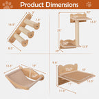 Tangkula Cat Wall Shelves, Wall Mounted 4pcs Kitten Furniture Set with Hammock, 2-Step Kitty Tree, Perch, Non-Slip Carpet Mat, Sisal Stairs & Scratching Posts, Wooden Cat Climber Steps (Natural)