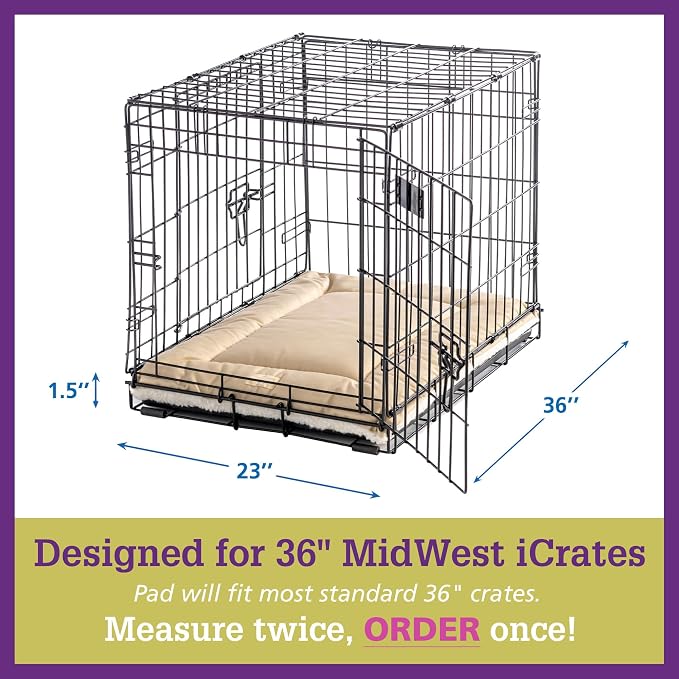 Pet Dreams Dog Crate Pad - Washable Kennel Mat, Crate Pads for Dog Cages, Non-Toxic, Flat Indoor Cat Bed, Fits iCrate 18, 24, 30, 36, 42, 48 Inches (Pink, Large, 36")