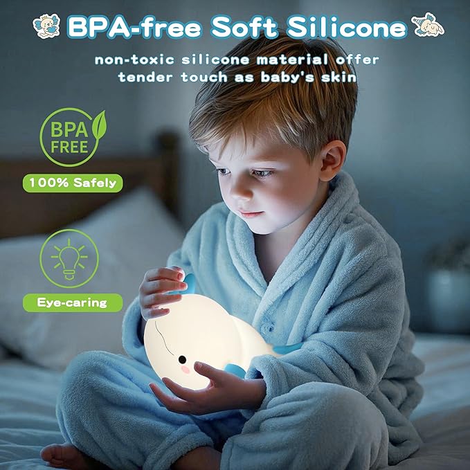 Axolotl Night Light,Cute Axolotl Lamp,Food Grade Silicone Nursery Nightlight,Rechargeable/Dimmable LED Squishy Novelty Animal Bedside Touch Lamp,Baby Room Decor, Axolotl Gifts for Kids/Boys