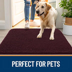OLANLY Dog Door Mat for Muddy Paws 47x20, Absorbs Moisture and Dirt, Absorbent Non-Slip Washable Doormat, Quick Dry Chenille Mud Mat for Dogs, Entry Indoor Entryway Carpet for Inside Floor, Russet