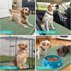 OLANLY Dog Door Mat for Muddy Paws 34x21, Absorbs Moisture and Dirt, Absorbent Non-Slip Washable Doormat, Quick Dry Chenille Mud Mat, Entry Indoor Entryway Carpet for Inside Floor, Olive Green