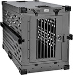 Heavy Duty Fully Collapsible Powder-Coated Aluminum Dog Crate - Medium (Gray)