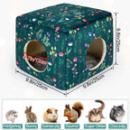 Bienbee Guinea Pig Hideout, Washable Guinea Pigs House Cozy Guinea Pigs Bed for Small Pet Bunny/Rabbit/Hamster/Chinchilla Guinea Pig Accessories Green Flowers