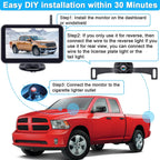 7-Inch Wireless Backup Camera for Truck - 2 Channel, DIY Grid Lines, HD 1080P, Night Vision, IP69K Waterproof, Backup Camera for Truck, Pickup, Trailer, Cars - Parking Safety & Towing Assistance