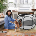 Goozii Pet Cat Playpen for Indoor Cats Enclosed, Puppy Dog Play Pen for Outdoor Travel Camping (Large Size, Light Grey)