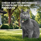 BRONZEDOG Leather Cat Collar with Removable Bells Non Breakaway Kitten QR Tag for Girl Boy (7" - 9" for Cats, Black & Gold)