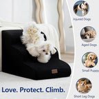 GoGoBunny Ramp Dog Stairs for High Beds 22.6" H, 5-Step Dog Slope Stairs with Durable Waterproof Fabric Cover, Pet Steps for Old Large Dogs Climbing, Non-Slip Sturdy Indoor Step, Black