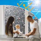 Kromapolis Window Film, Window Privacy Film Frosted, Vinyl Glass Covering, Stained Glass Decorative Film, Static Window Clings, Non-Adhesive (Grayish Black, 35.4 x 157.4 inch)