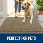 OLANLY Dog Door Mat for Muddy Paws 70x32, Absorbs Moisture and Dirt, Absorbent Non-Slip Washable Doormat, Quick Dry Chenille Mud Mat for Dogs, Entry Indoor Entryway Carpet for Inside Floor, Tan