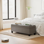 JUMMICO 47 Inches Storage Ottoman with Legs, End of Bed Storage Bench, Foot Rest for Couch, for Living Room, Bedroom, Entryway, 17.3" D x 47.2" W x 18.5" H, Easy Assembly (Light Gray)
