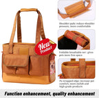 Cat Carrier, Dog Carrier, Pet Carrier, Foldable Waterproof Premium PU Leather Oxford Cloth Dog Purse, Portable Bag Carrier for Small to Medium Cat and Small Dog-Brown