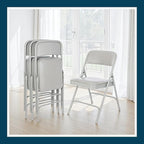 OEF Furnishings OEF1200 Series Premium Heavy Duty Vinyl Padded Folding Chairs, Commercial Grade 500 lb Capacity (4-Pack, Warm Gray)