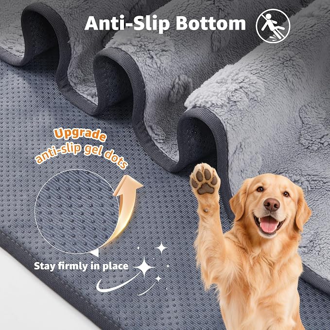 LOOBANI Washable Pee Pads for Dogs 30"x34", 4 Pack Reusable Dog Mat, Gray | Fast Absorbent, Non-Slip, Leakproof,Waterproof Dog Mat For Puppy Playpen, Whelping Box, Potty Training
