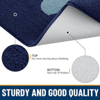 Smiry Dog Door Mat for Muddy Paws, Absorbs Moisture and Dirt, Low-Profile Entryway Mat with Non-Slip Backing, Entry Indoor Outdoor Doormat for Inside Floor (36x24 Inches, Dark Blue, Paw)