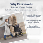 TRIXIE Foldable Pet Stroller for Cats and Dogs, Pet Carrier Strolling Cart with Weather Cover, Storage Basket, Cup Holder, Black | Lightweight, Compact and Portable, Easy to Travel