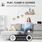 Snuggle & Play Cat Wall Shelves with Suction Cup Wand – 3 Mounted Steps, Climbing Wall Shelves and Furniture with Cat Wand