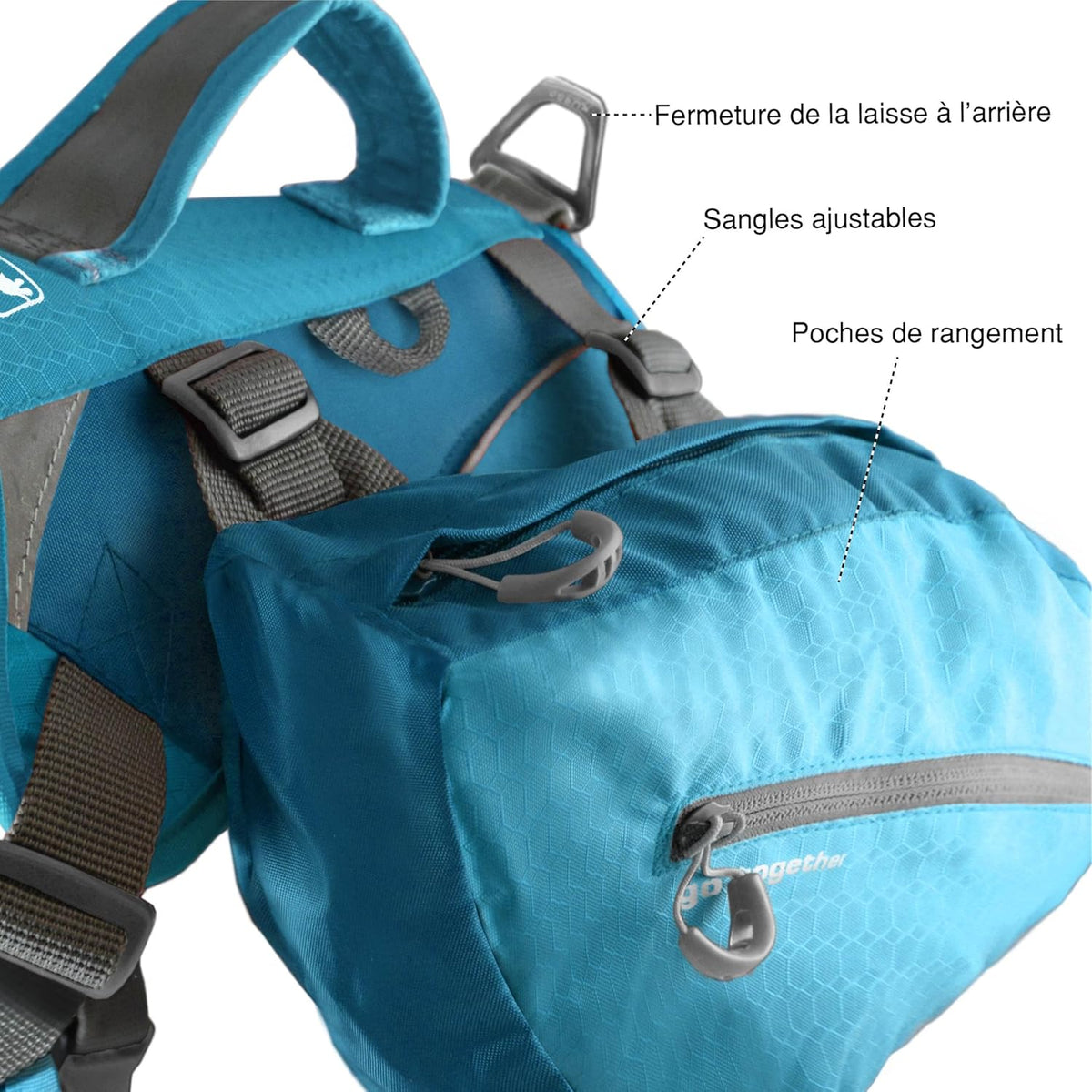 Kurgo Dog Saddlebag Backpack, Back Pack Dog Harness, Hiking Pack for Dogs, Packs for Pets to Wear, Camping & Travel Vest Harness, Reflective, Lightweight, Baxter Pack, for Medium & Large Pets