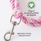 HonestBaby Collars and Leash Sets Braided and Vegan Suede for Dogs Organic Cotton for Pets, Soft Pink/Bright Pink, One Size