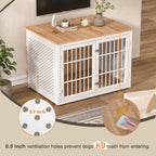 42" Heavy Duty Dog Crate Furniture for Large Dogs, Metal Kennel for High Anxiety Dogs, White Wooden Cage Furniture Indoor, Decorative Dog Kennel End Table, XL