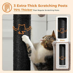 MUTTROS Heavy Duty Cat Tree for Indoor Cats Adult, 45-Inch Cat Tower with Sisal Scratching Ramp, 2 Cat Condo for Extra Large Cats, Big Top Perch, 3 Thick Black Scratching Posts (φ4.3) -Gray