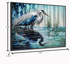 Yihui Arts Elegant Blue and Silver Heron Metal Wall Art for a Modern and Contemporary Home Decor Accent