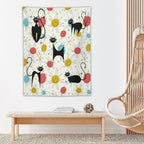 ICMOLYYENLO Abstract Cat Tapestry, Medieval Abstract Atomic Star Cat Vintage Home Wall Hanging Art Tapestry for Bedroom Living Room Dormitory 50x60 Inch