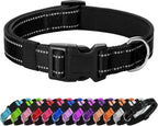 Reflective Dog Collar Padded with Soft Neoprene Breathable Quick Release Basic Dog Collars for Medium Large Dogs Black Boy Girl