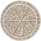 Household Essentials Handwoven Water Hyacinth Barrel Wicker Storage Basket Side Table, Cream Finish