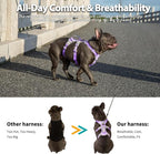 Escape Proof Dog Harness, Secure Dog Harness No Escape,Fully Reflective Harness with Handle,Breathable,Durable,Adjustable Vest for Small Dogs Walking,Training & Running Gear(Lavender Purple,S)