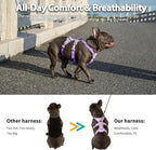 Escape Proof Dog Harness, No Pull Reflective Harness with Lift Handle,Adjustable Pet Vest with Front and Back Leash Clips for Small Medium Large Dogs Walking Hiking Training(Lavender Purple,L)