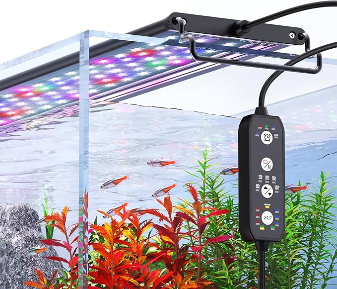 SEAOURA 24/7 Mode Led Aquarium Light for Plants Growth- Sunrise to Moonlight, 7 Colors, Adjustable Timer/Brightness, Full Spectrum Fish Tank Lights for 48 Inch to 54 Inch Tank
